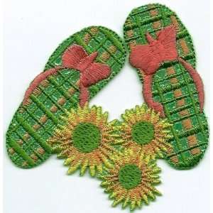   Embroidered Iron On Applique Flip Flop Ladies Sandals 