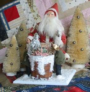 Vintage Style Bethany Lowe Santa with a Basket of Toys  