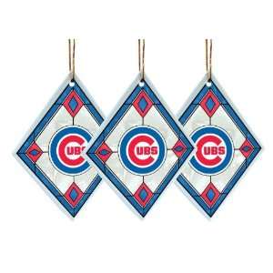 Chicago Cubs   MLB Art Glass Decorative Ornament Set (3 Pieces 