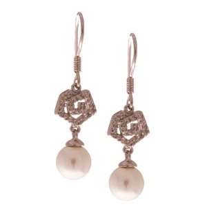   Haning Freshwater Pearl Earrings with Octagon Shaped Design Jewelry