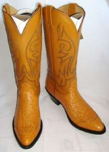   NOCONA 8.5 EE Buttercup Yellow Smooth OSTRICH Made in USA Cowboy Boot