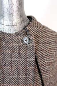 womens brown HARVE BENARD cape shawl coat wool tweed hood scarf L XL 