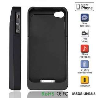 Rechargeable Backup Power Extended Case for iPhone 4 4S External 