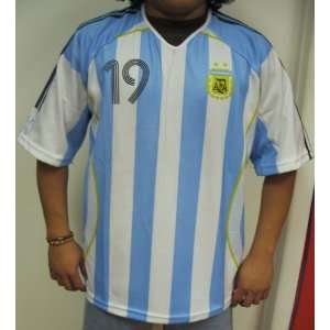  Argentina Home Messi 19 SS Soccer Jersey Replica Sports 