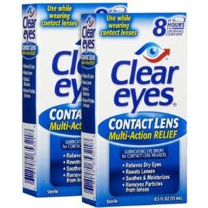 Clear Eyes Contact Lens Relief Eye Drops 0.5 oz, 2 ct (Quantity of 4)