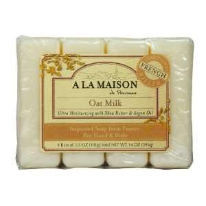  A La Maison Soap Bars Value Pack, Oat Milk, 4 Count 