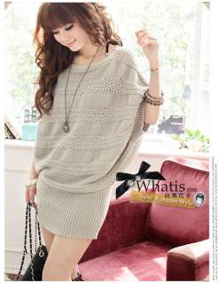 New Japan Fashion Bat Sleeves Loose Style Striped Knit Soft Cotton 