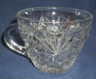 Vintage Cut Glass Punch Bowl with 9 Cups and Ladle   Excellent  