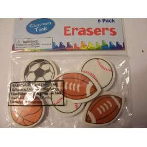  Shaped Erasers ~ Boys Sports (6 Pack)