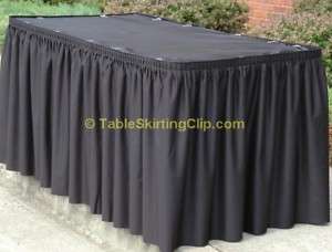 14 BLACK TABLE SKIRT WITH *FREE* VELCRO SKIRTING CLIPS  