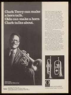 1978 Clark Terry photo Olds trumpet flugelhorn print ad  