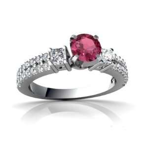   Gold Round Genuine Pink Tourmaline Engagement Ring Size 4.5: Jewelry