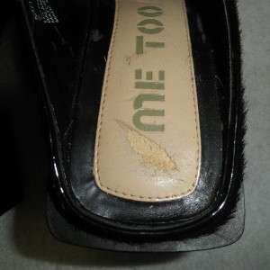 ME TOO Black FUR Platform Wedge Slide Heel Womens 6 M  