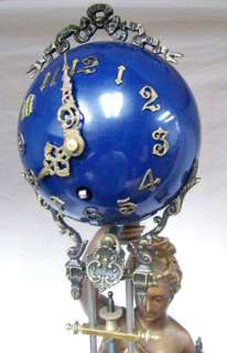 LARGE MYSTERY DIANA COBALT BLUE BALL SWINGING CLOCK   No Reserve Price 