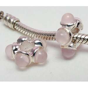 Light Pink Cobochan Cut Stone .925 Sterling Silver Bead Charm Pandora 