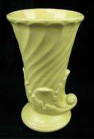 Vintage Red Wing Pottery Ceramic Yellow Cornucopia Flower Vase #855 