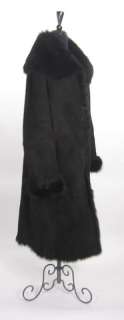 DOMINIC BELLISSIMO Black Long Shearling Coat Jacket XL  