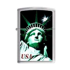  Zippo Statue of Liberty USA Brushed Chrome Lighter, 1574 