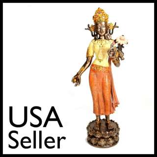 TARA STATUE Lotus Wisdom Buddhist Goddess Bronze Resin  