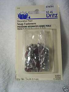 12 Dritz Pearl Snap Fasteners New   Red Pearl 25 6  