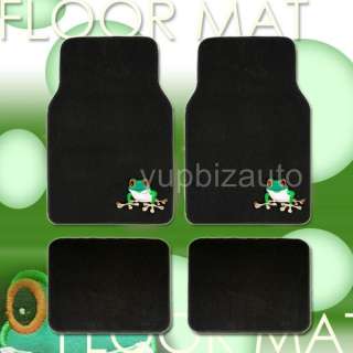 pieces universal size car floor mats set with vinyal Frog logo.