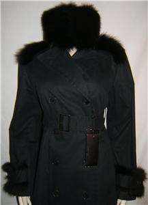 GIANFRANCO FERRE Black Cotton Blend Trench Coat Size 42  