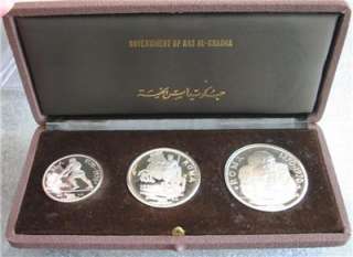 RAS AL KHAIMAH 3 Silver Coins 1970 Centennial of Rome  