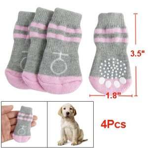   Nonslip Bottom Pink Bar Stripe Knitting Socks for Dog: Pet Supplies
