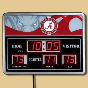 Alabama Crimson Tide Large Scoreboard Clock  Sports 