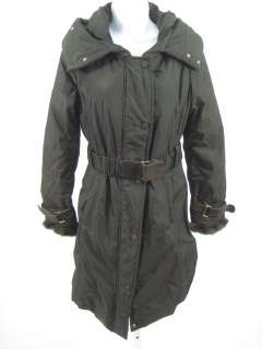 VISCONF Brown Nylon Mink Trim Hooded Jacket Coat Sz 42  