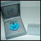 authentic lalique france turquoise blue tender heart crystal pendant 