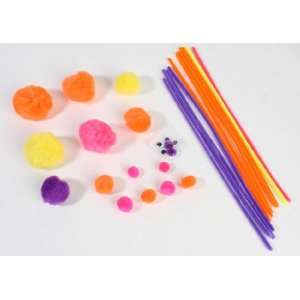   Craft Kits with Assorted Pom Poms, Fuzzy Sticks & Wiggle Eyes (6 Craft