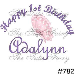 Pink Purple Butterfly Birthday shirt name personalized t tee baby 