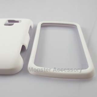 White Rubberized Hard Case Snap On Cover For LG Optimus Slider  