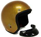   Gold Motorcycle Open Face Helmet Cafe Racer Vintage Biker Cruiser ~M
