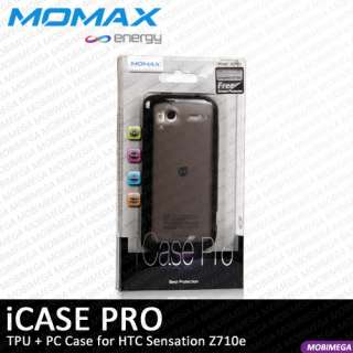   Pro PC + TPU Case Cover HTC Sensation Z710e w Screen Shield   Black
