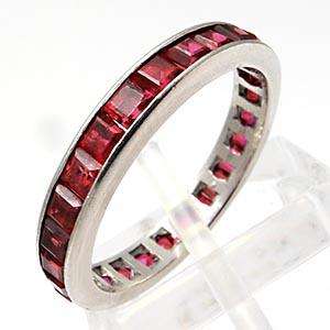 Vintage Natural Ruby Gemstone Eternity Band Wedding Ring Solid 18K 