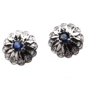  Sterling Silver Sapphire and Zircon Earrings Jewelry
