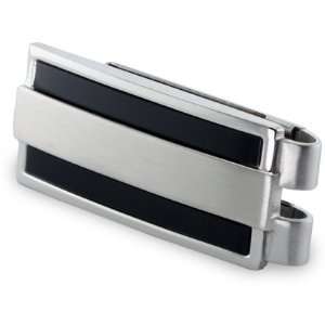   Steel Money Clip Polished Two Tone with Black Onyx CleverEve Jewelry