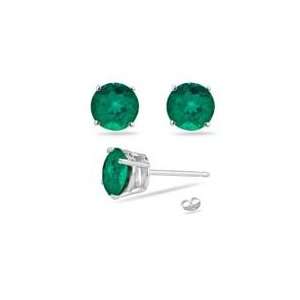  2.03 Cts 6.5 mm Lab Created Emerald Stud Earrings in 14K 