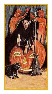   Halloween #13 Witch Pumpkin Devils Cat Counted Cross Stitch Chart