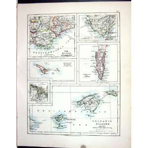  Johnston Map 1906 Ibiza Majorca Minorca France Gibraltar Heligoland 