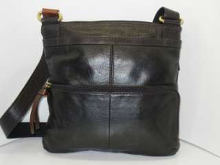 Fossil Morgan Crossbody Traveler Messenger Black Leather Purse Bag NEW 
