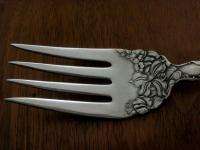 WALLACE Silverplate FLORAL 8 MEAT SERVING FORK Multi Motif 1902 