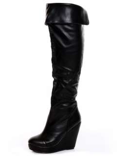Womens GoMax Full House 01 Black Cuffed Wedge Boot  
