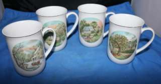 Armbee China Currier and Ives Four Season Coffee Mugs  