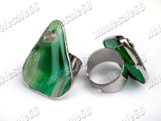 FREE wholesale lots 10pcs charm natural gemstone&silver p metal ring 