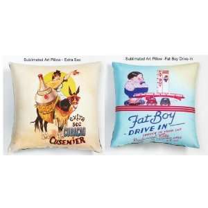   Sublimated Art Pillows   Extra Sec   Fat Boy Drive in: Home & Kitchen