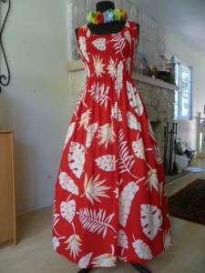 FANTASTIC!RED HAWAIIAN PRINCESS MAXI DRESS*TROPICAL WHITE FLOWER**PLUS 