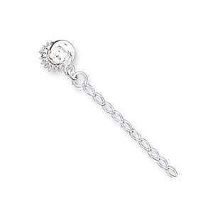 Sterling Silver Hollow 3D Sun Moon Anklet   10 Inch   Spring Ring 